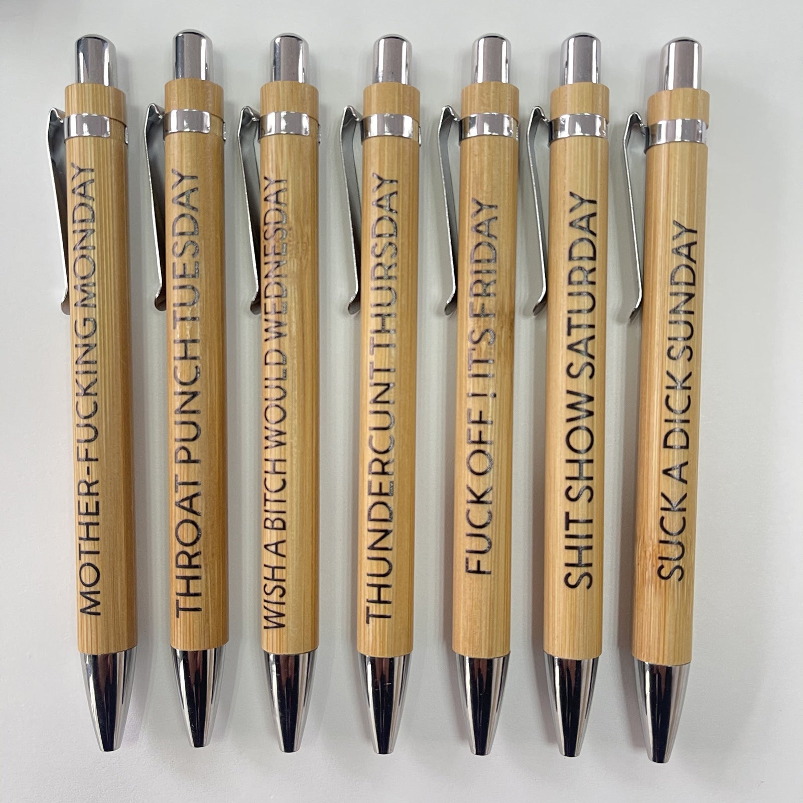 Wholesale Plastic Set of 7 Bamboo Ballpoint Pens